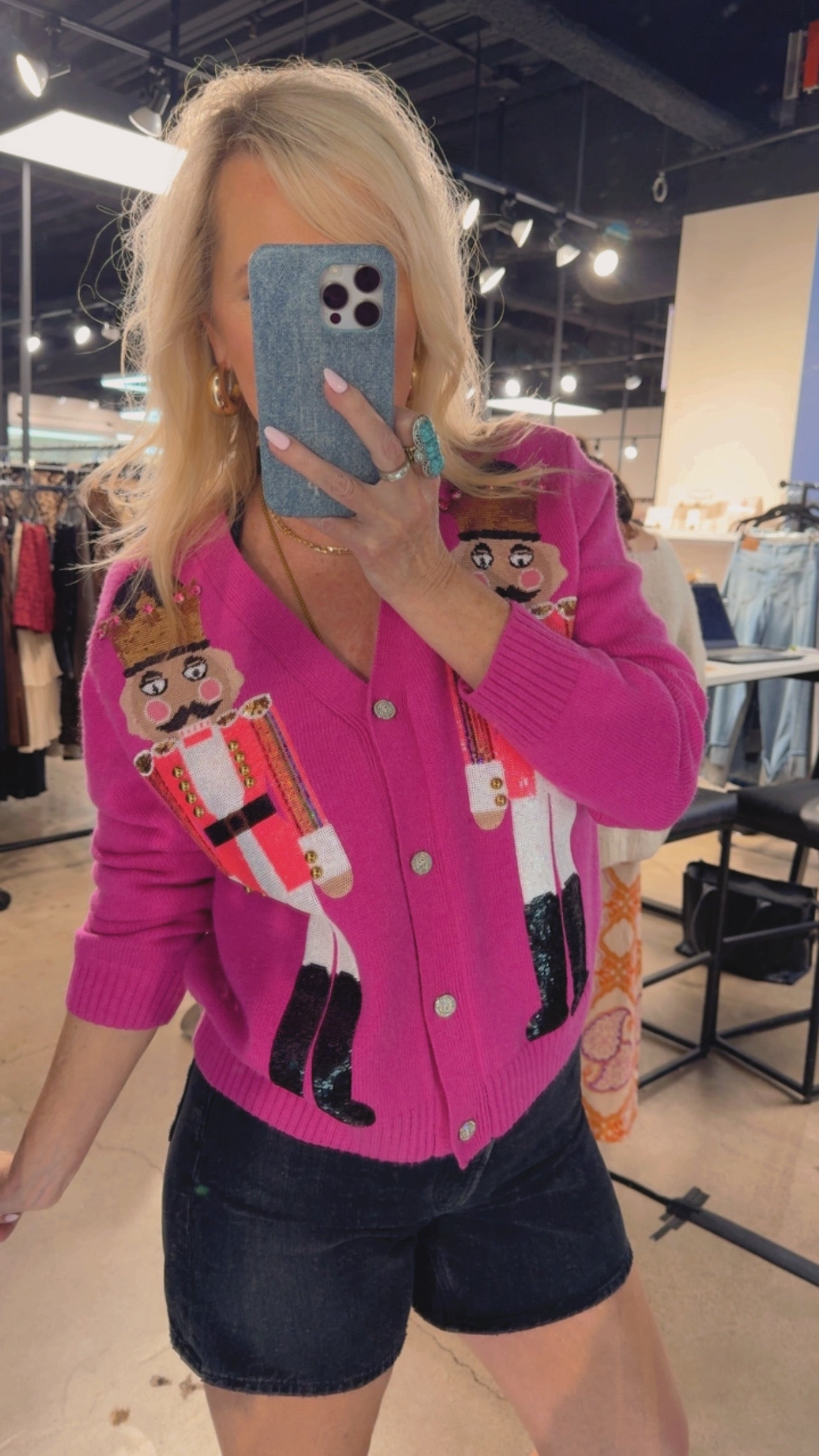 NEW!! Sequin Nutcracker Cardigan in Pink