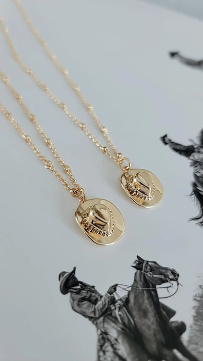18K Gold Filled Cowboy Hat Pendant Necklace