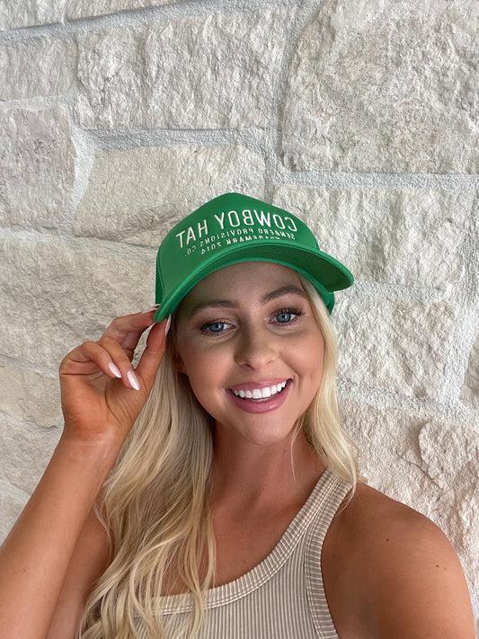 FINAL SALE!! Cowboy Trucker Hat in Green (8140612665583)