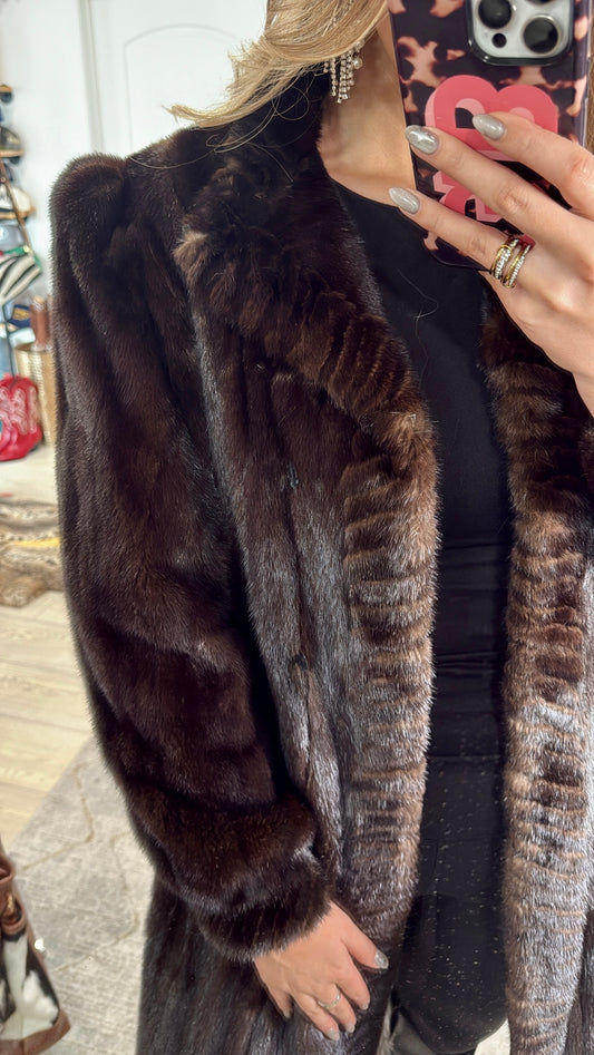 #29 Vintage Mahogany Mink Fur Coat Size Small
