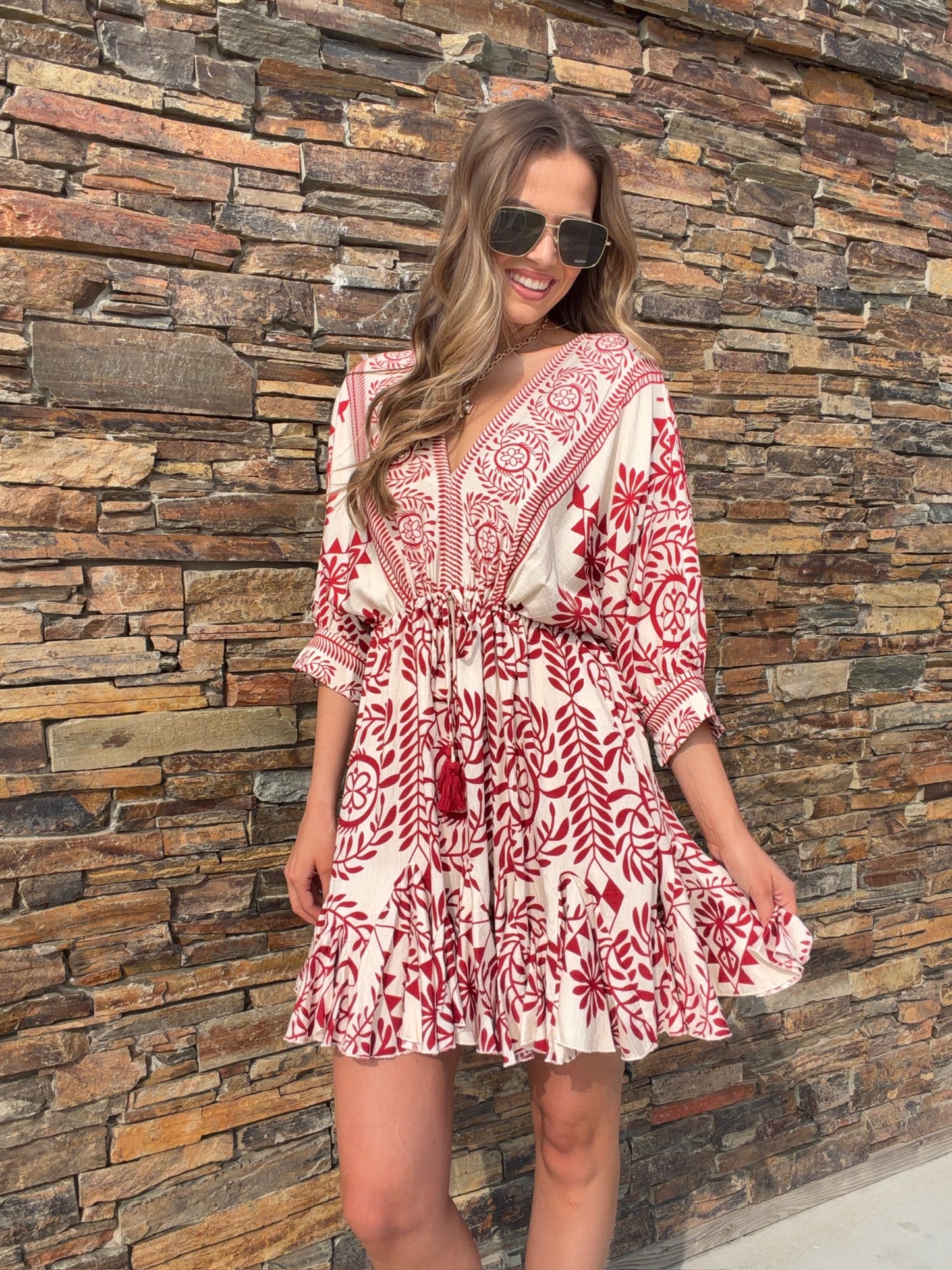 NEW!! The "Provence" Tassel Mini Dress in Red