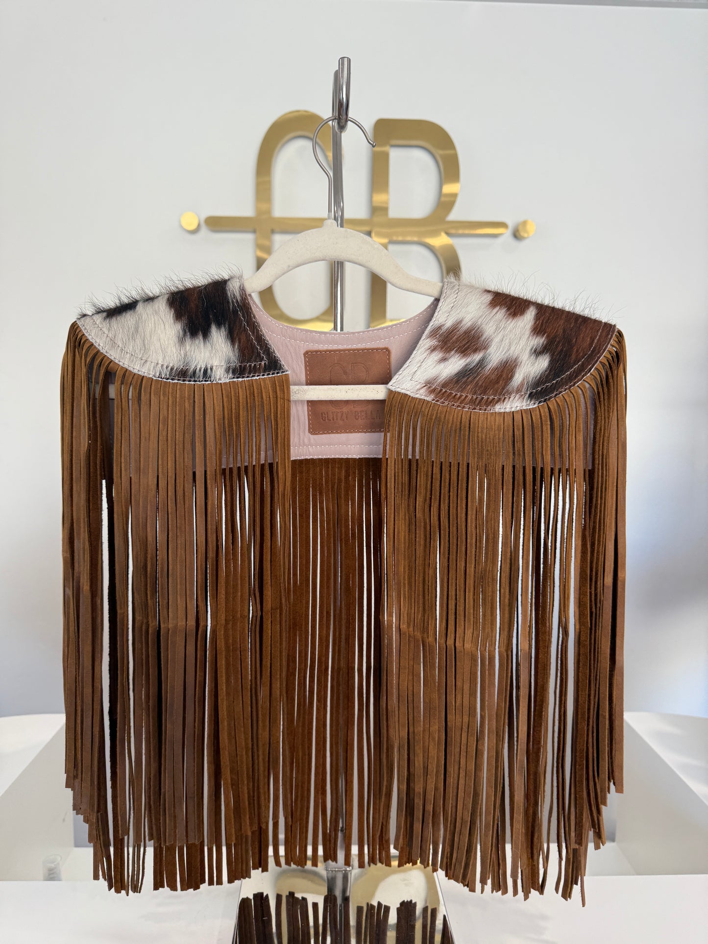 AS SEEN ON LILYAN COLE at the ACM AWARDS!! Cowhide Fringe Shawl in Tri-Color