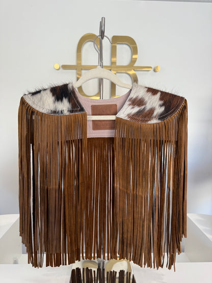 AS SEEN ON LILYAN COLE at the ACM AWARDS!! Cowhide Fringe Shawl in Tri-Color