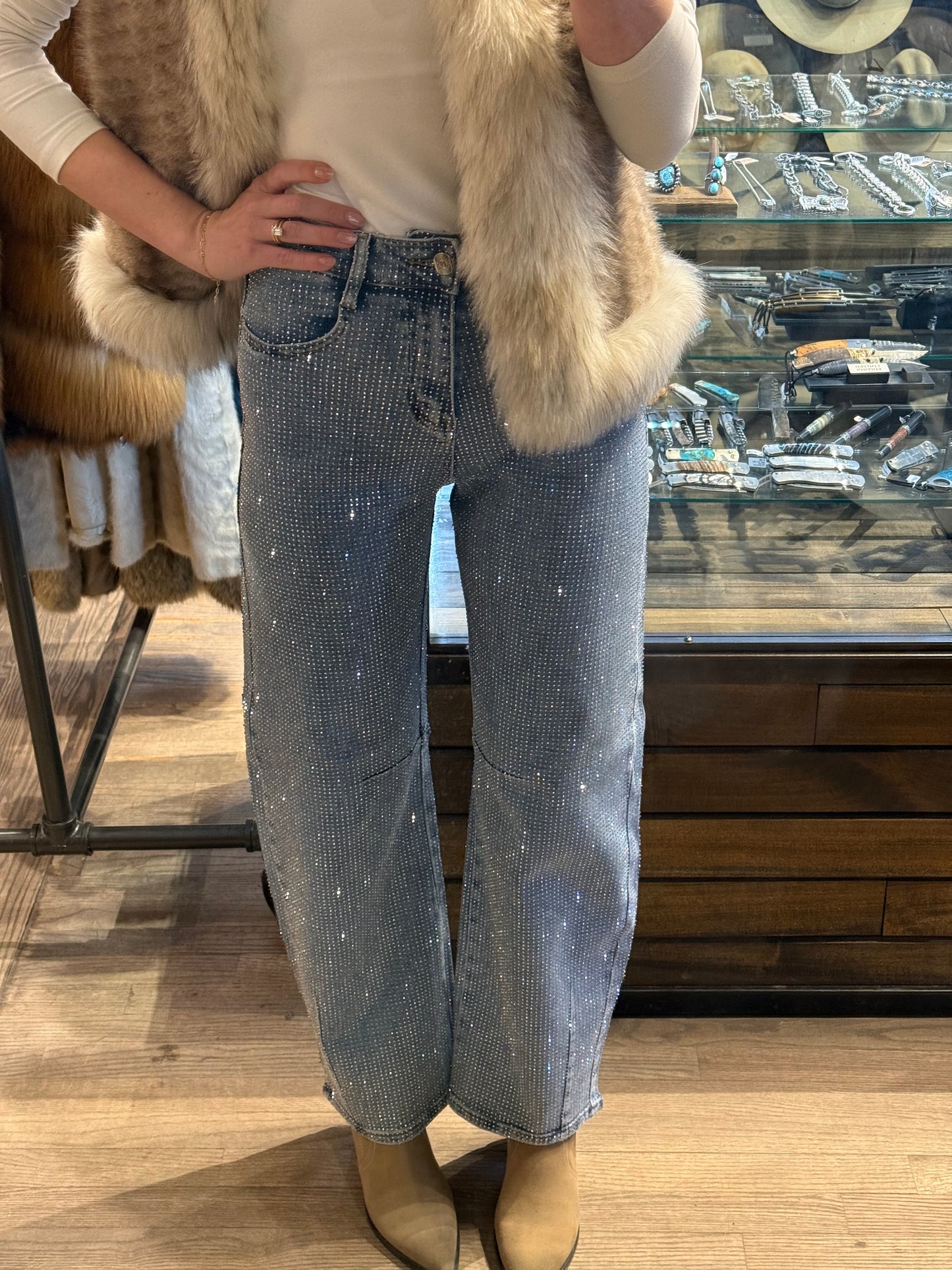 NEW!! The Westgate Light Denim Barrel Rhinestone Jean