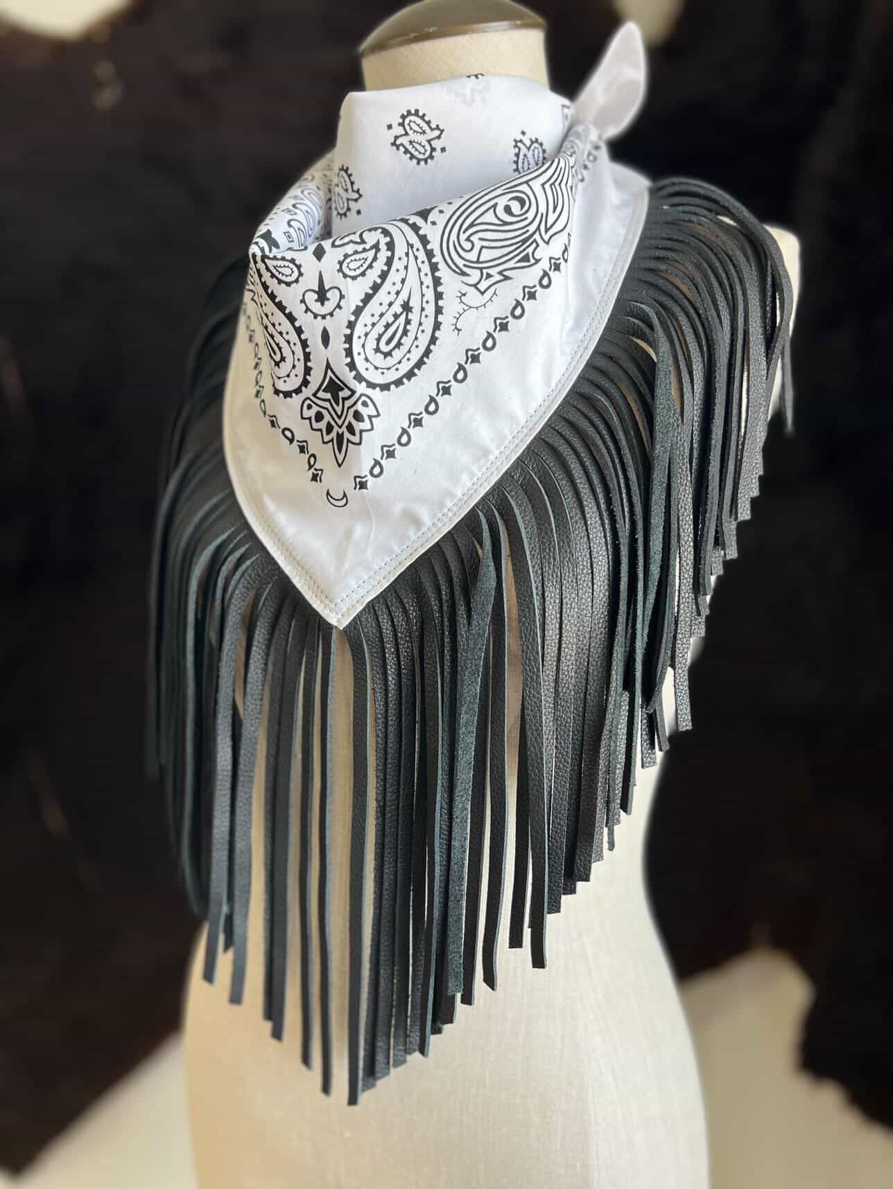 Leather Fringe Bandana in 2 Colors by Dirty Mojave