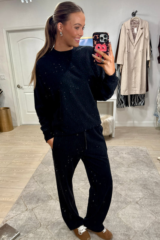 NEW!! "Off Duty" Rhinestone Sweatshirt in Black