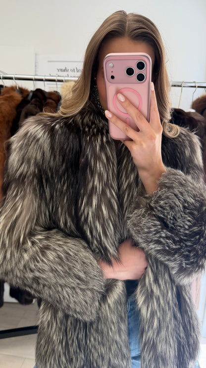 #38 Vintage Silver Saga Fox Jacket Size Small