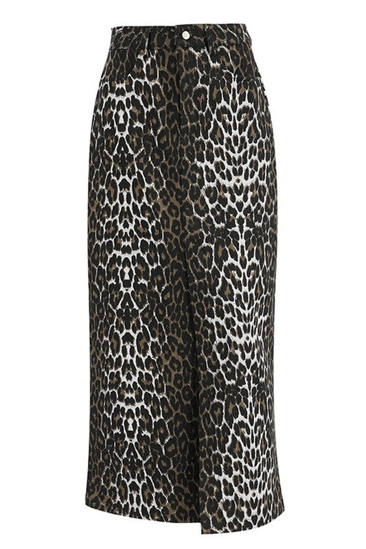 NEW!! The Leopard Lauren Denim Midi Skirt