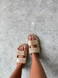 AS SEEN ON WHITNEY RIFE!! The Tuscany Raffia Slide in Nude