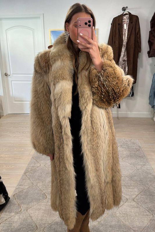 #GB4 Vintage Coyote Fur Full Length Coat