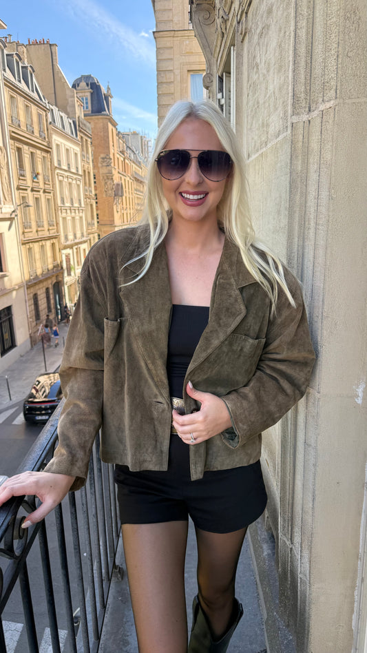 Vintage Christian Dior Suede Cropped Blazer Size M