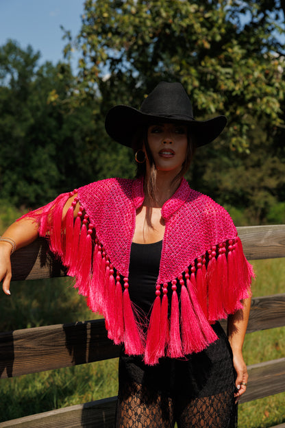 Hot Pink Fringe Tassel Cape