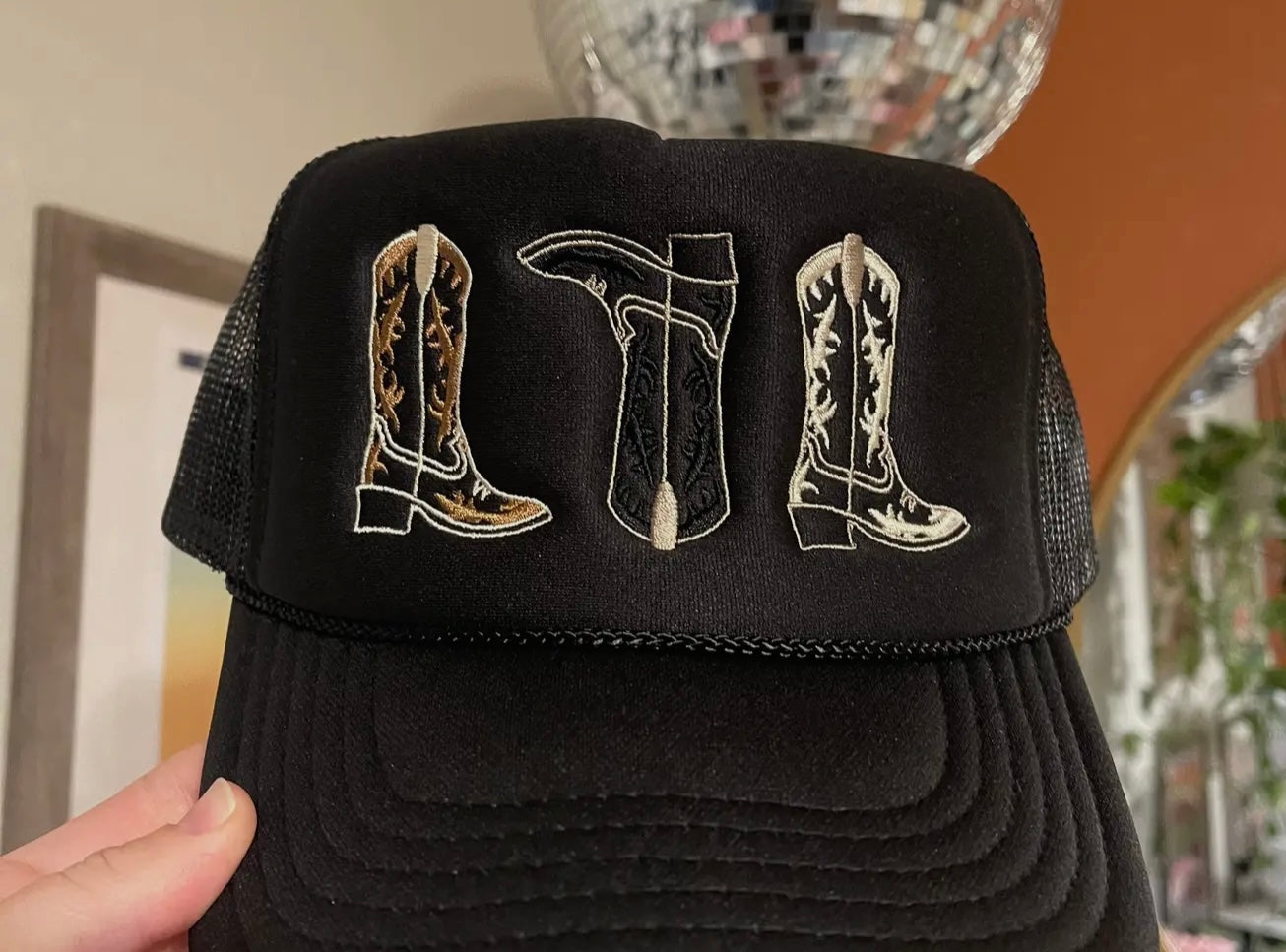 NEW!! Embroidered Cowboy Boot Hat in 3 Colors