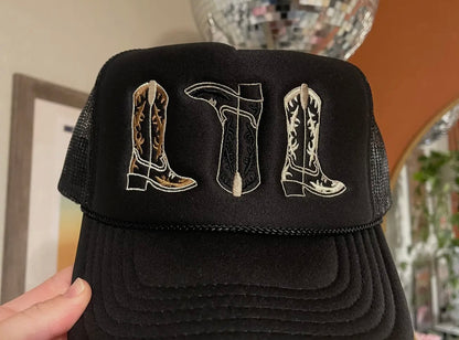 NEW!! Embroidered Cowboy Boot Hat in 3 Colors