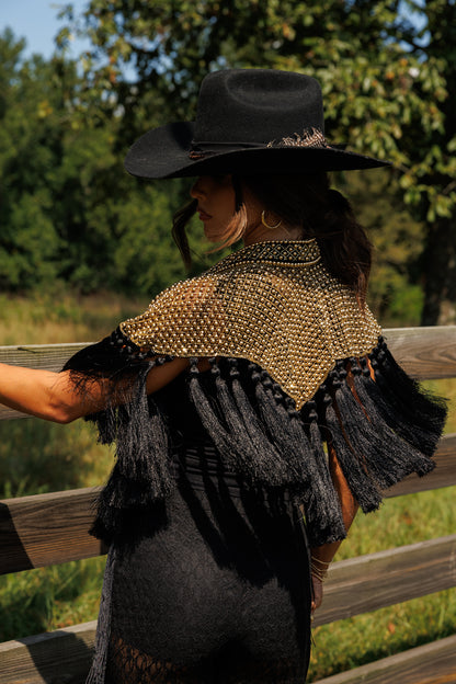Two Tone Fringe Tassel Cape