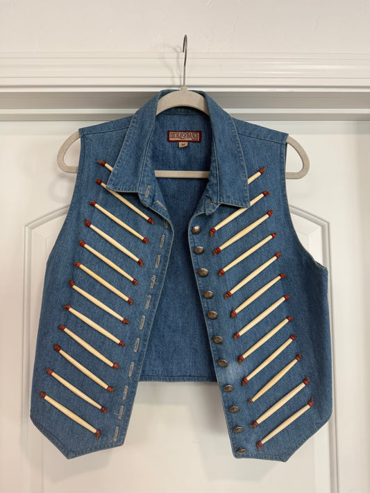 Vintage Double D Ranch Denim Vest Size Medium