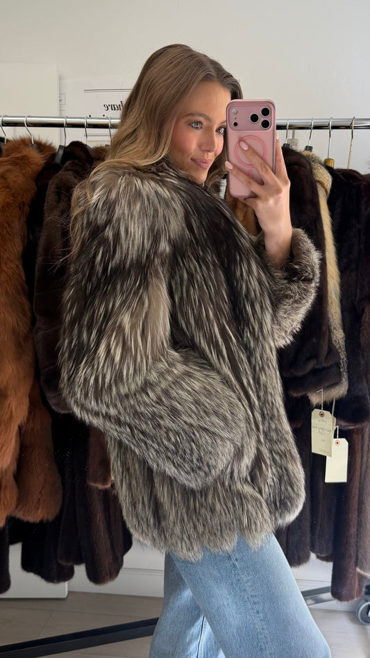 #38 Vintage Silver Saga Fox Jacket Size Small