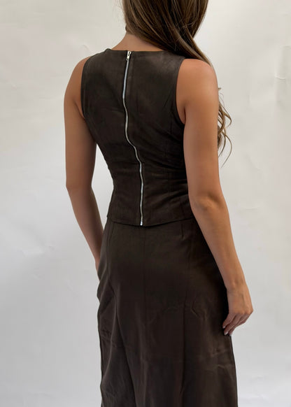 "Wildwood" Embroidered Suede Skirt