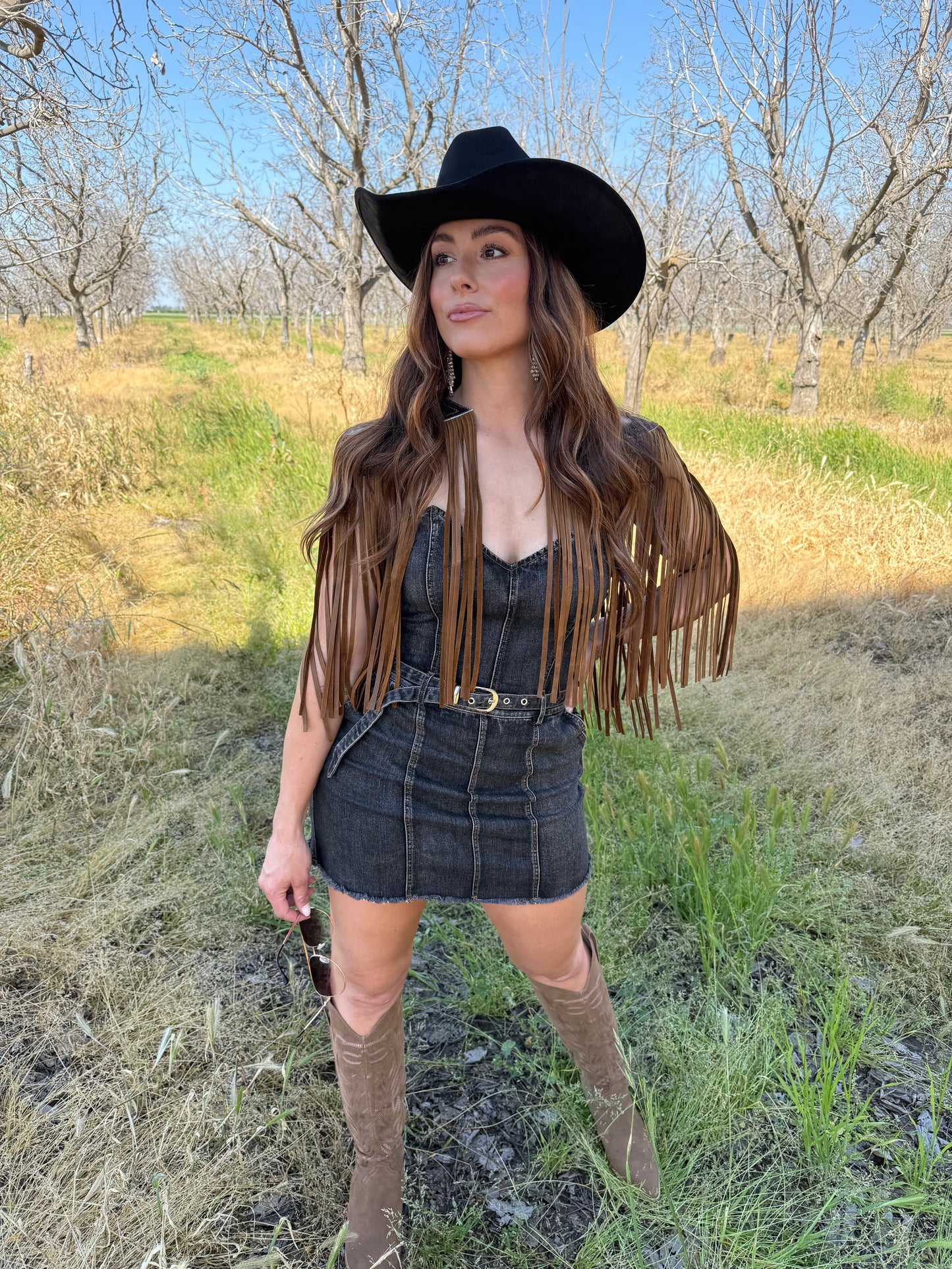 AS SEEN ON LILYAN COLE at the ACM AWARDS!! Cowhide Fringe Shawl in Tri-Color