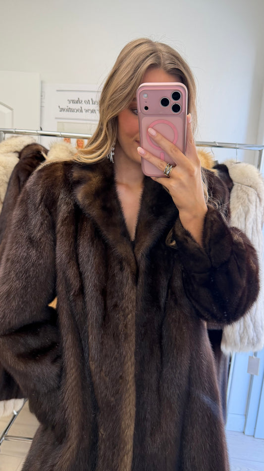 #23 Vintage Mahogany Mink Coat Size Medium