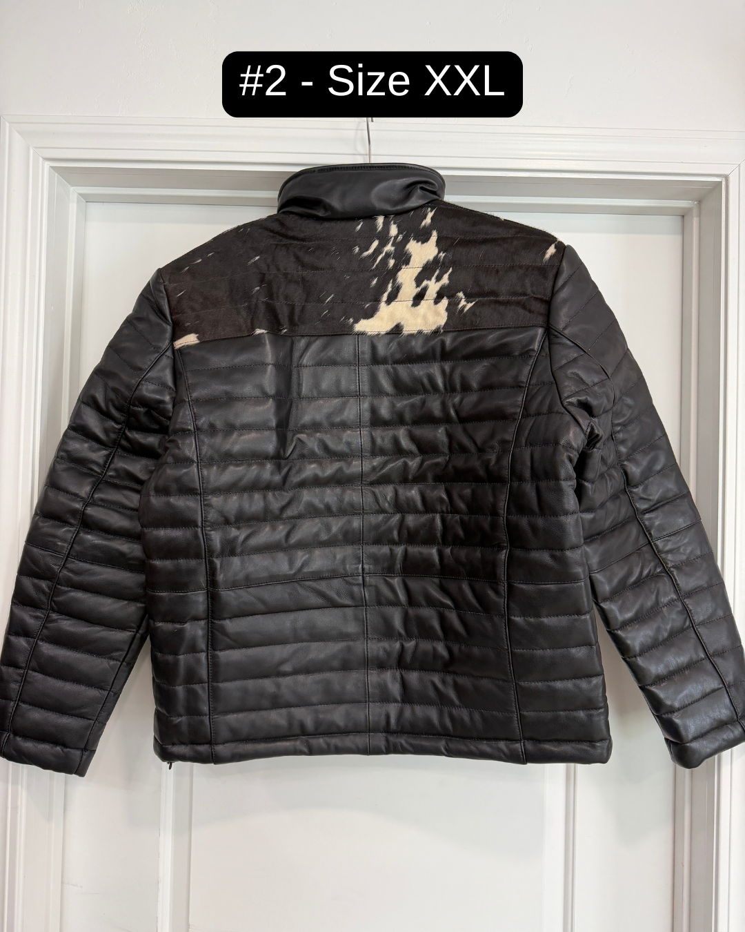 Men's Cowhide Puffer Jacket in Black