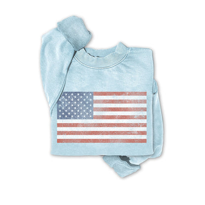 "American Flag" Sweatshirt in Mineral Blue