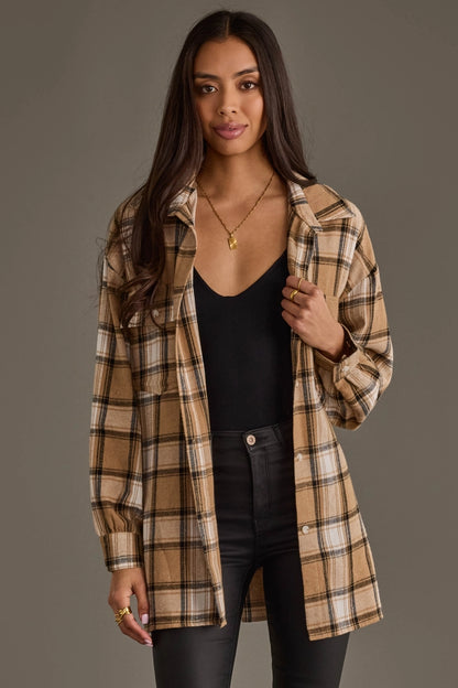 "Heritage" Plaid Button Down in Tan