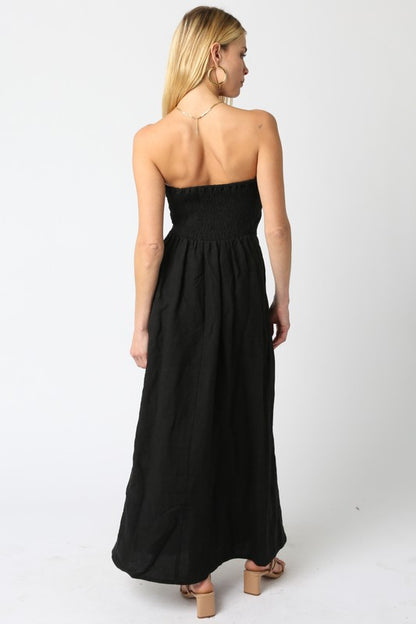 Olivia Black Linen Maxi Dress