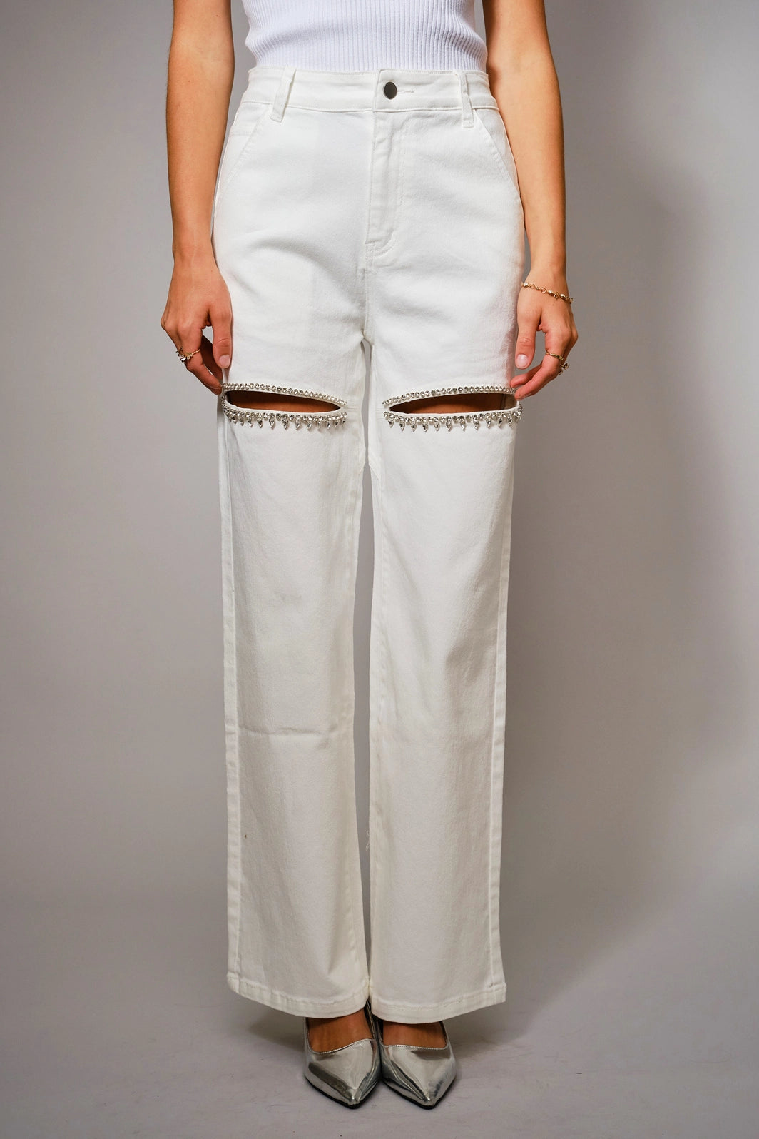 NEW!! The Nikki Denim Rhinestone Jean in White