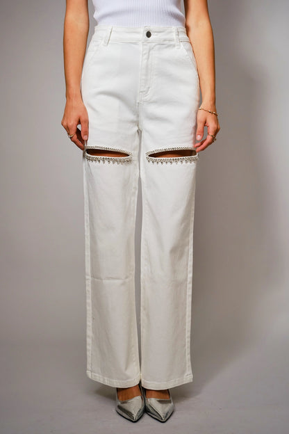 NEW!! The Nikki Denim Rhinestone Jean in White