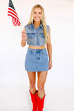 AS SEEN ON ASHLEE NICHOLS!! Cropped Rhinestone Denim Vest