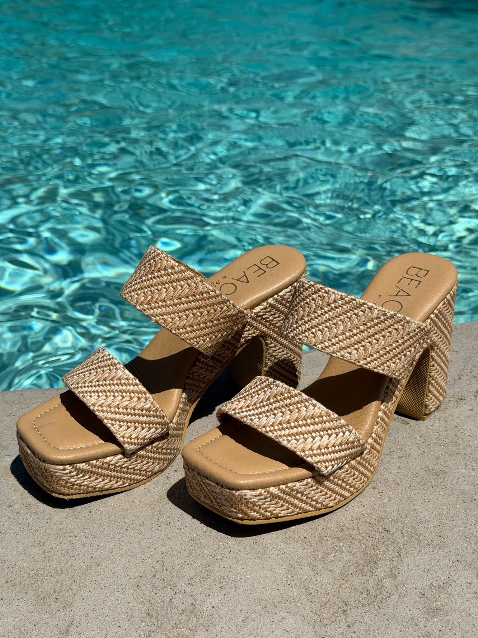 Gem Platform Heel Raffia