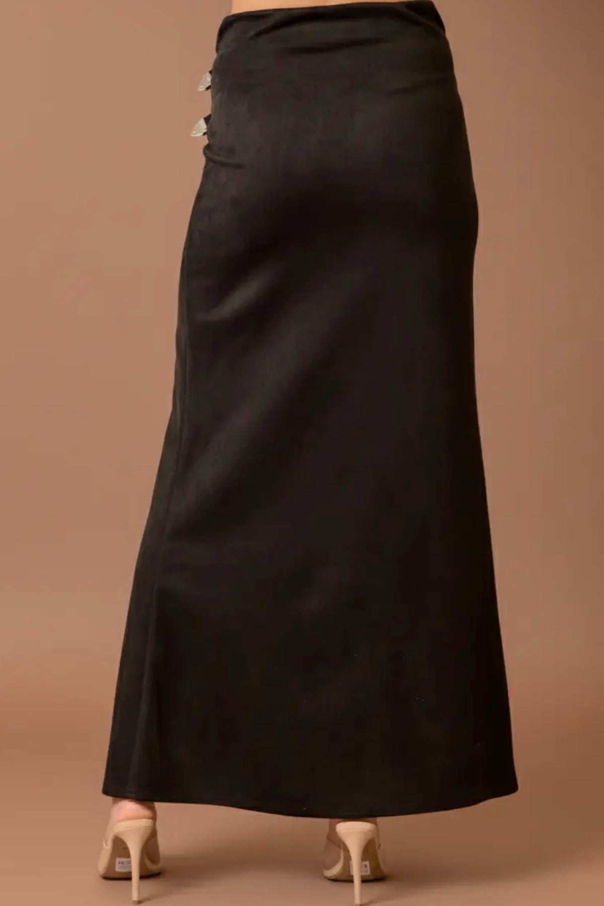 Double Buckle Maxi Skirt in Leopard or Black - PREORDER