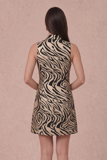 Zebra Metallic Jacquard Mini Dress