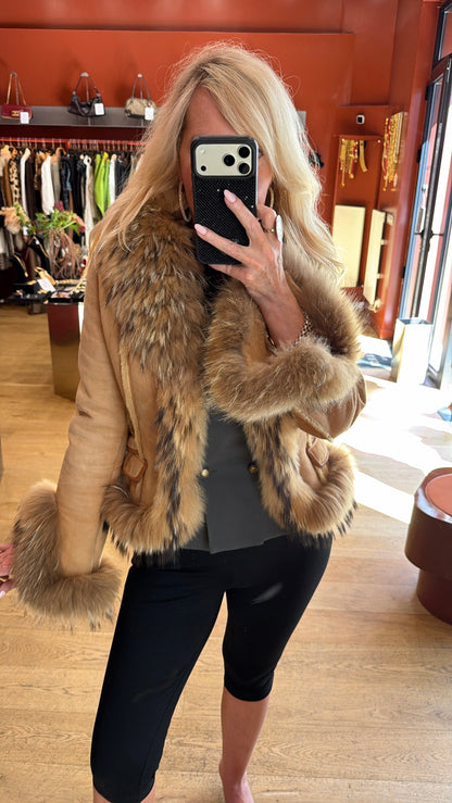 #111 Vintage Lambskin & Fox Jacket Size Medium