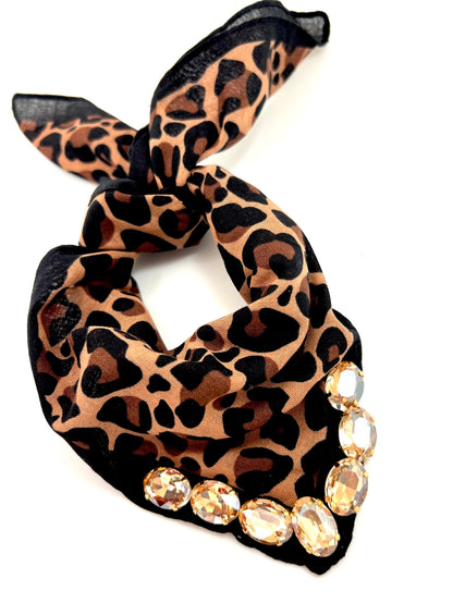 NEW!! Luxe Rhinestone Bandana in Leopard