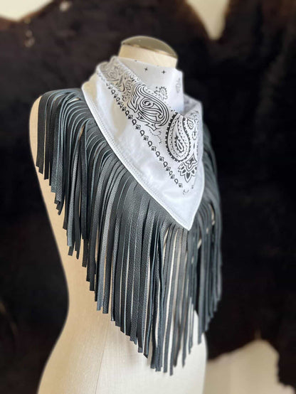 Leather Fringe Bandana in 2 Colors by Dirty Mojave