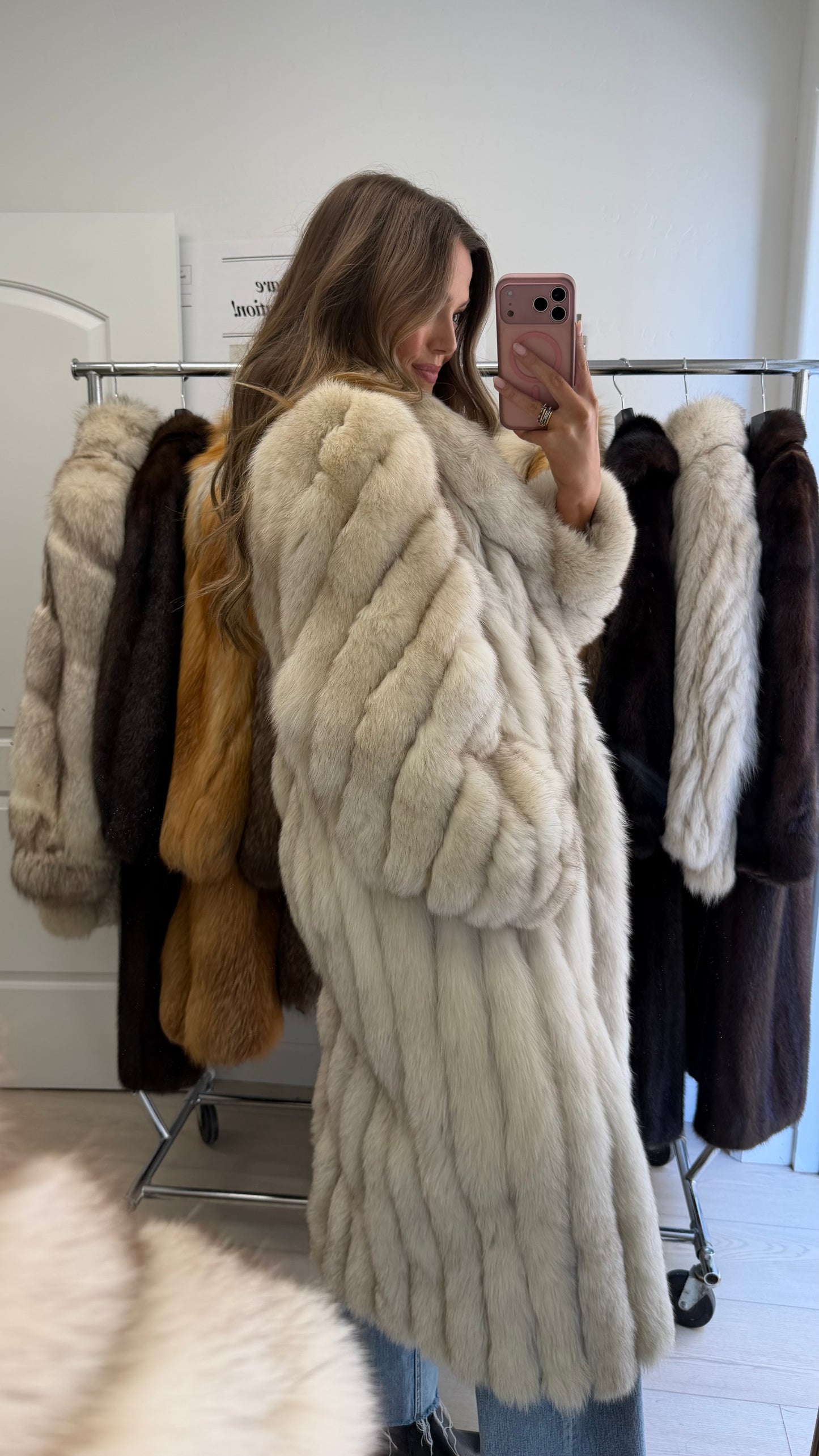 #24 Vintage Blue Fox Coat Size M/L