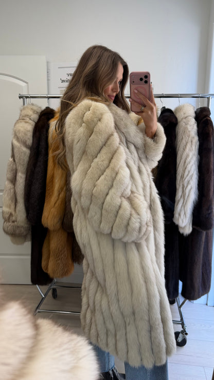 #24 Vintage Blue Fox Coat Size M/L
