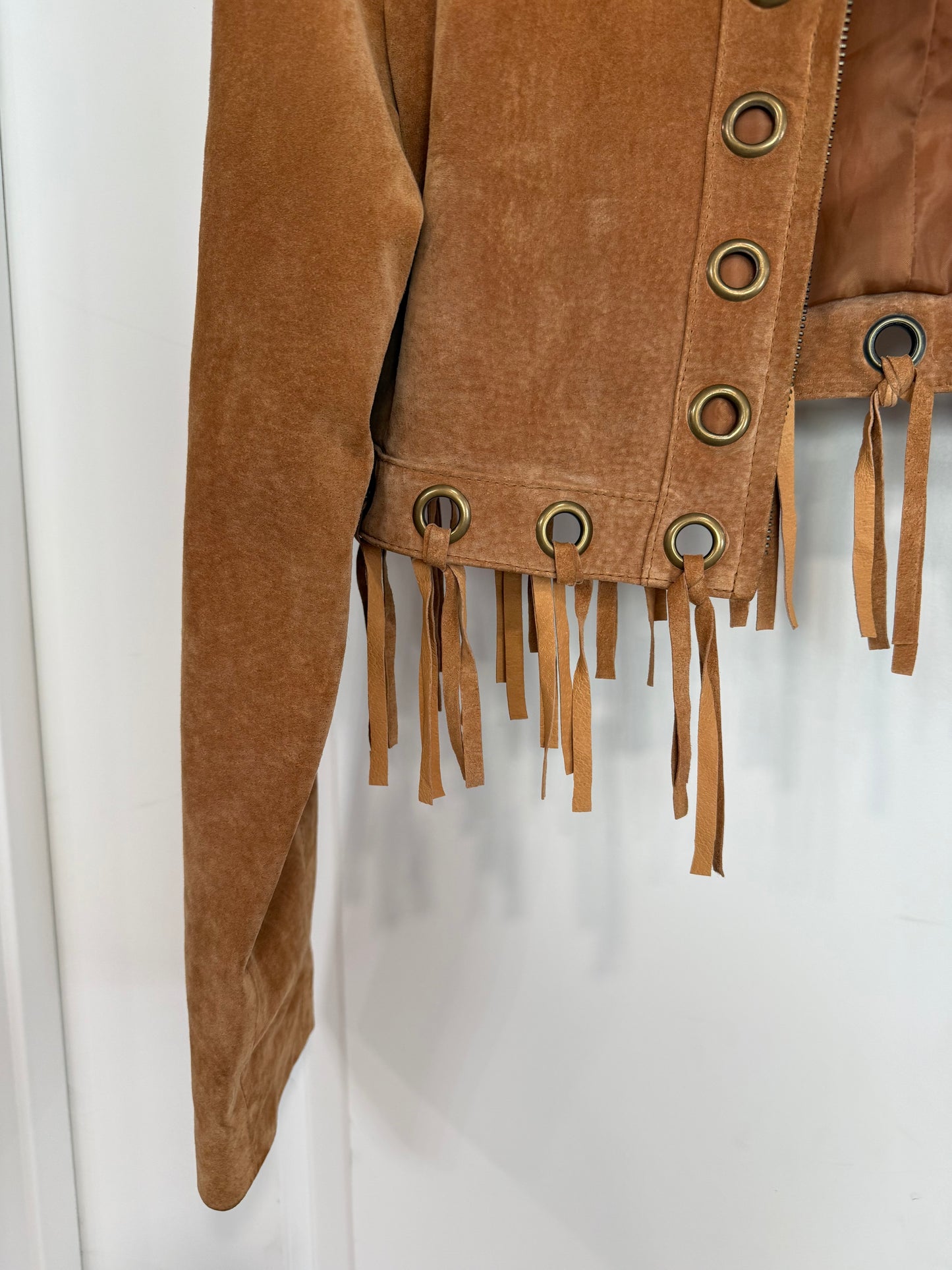 Vintage Scully Suede Cropped Fringe Jacket Size Medium