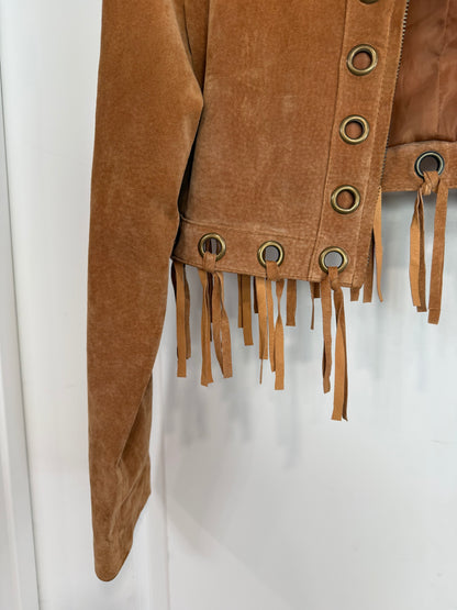 Vintage Scully Suede Cropped Fringe Jacket Size Medium
