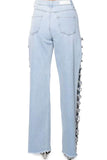 NEW!! The Lexi Denim Rhinestone Cut Out Jean (slight defect)