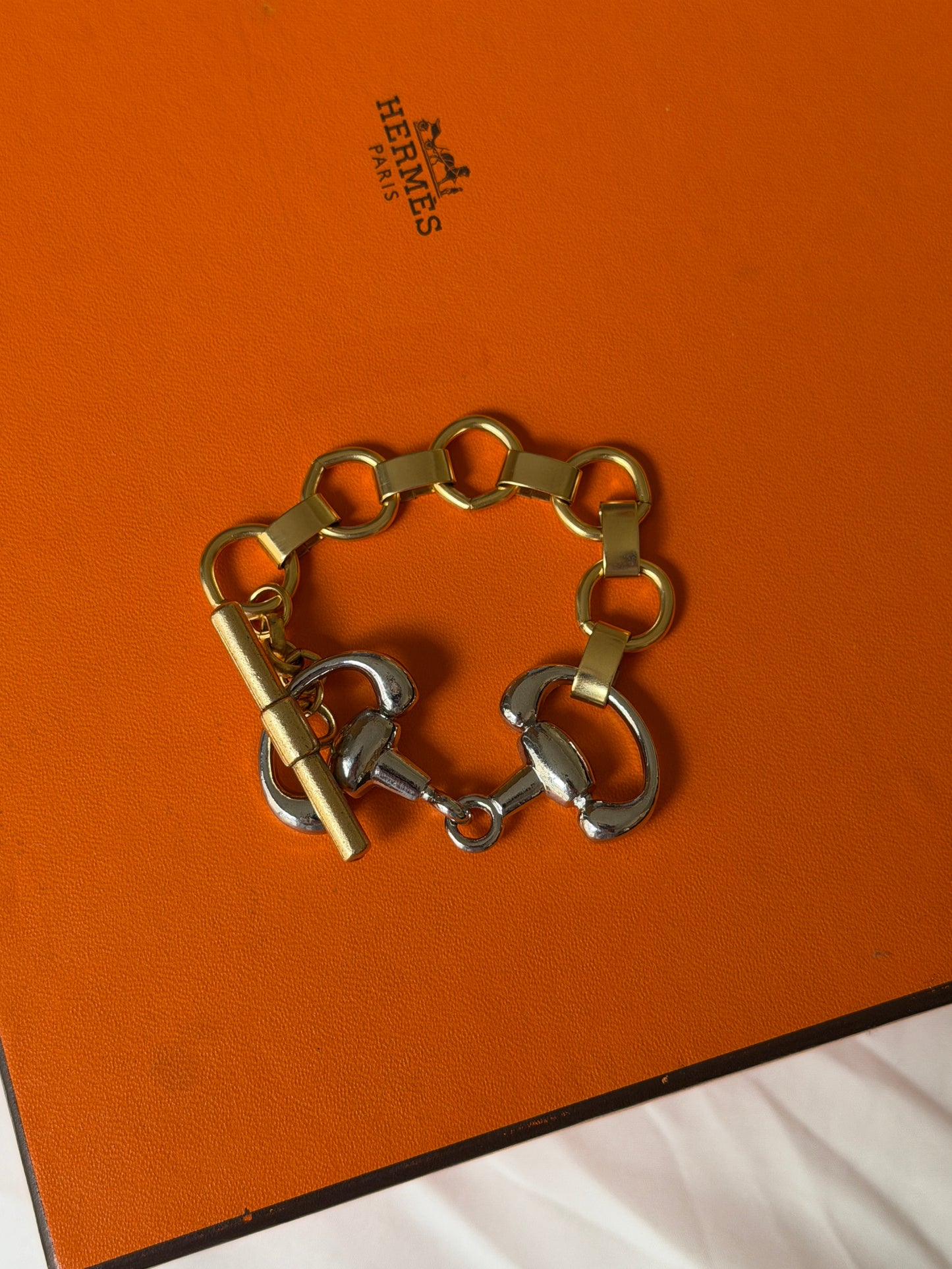 NEW!! Two Tone Horsebit Toggle Bracelet