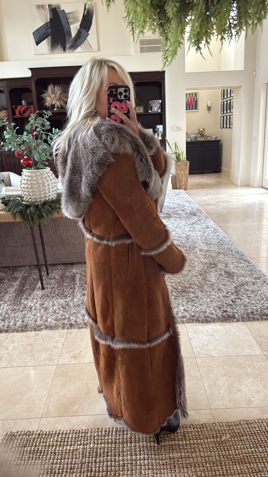 #16 Vintage Shearling Lambskin & Fur Long Coat