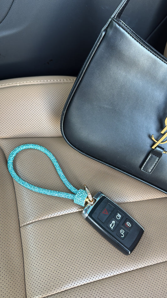 DOORBUSTER!! Rhinestone Keychain in Turquoise
