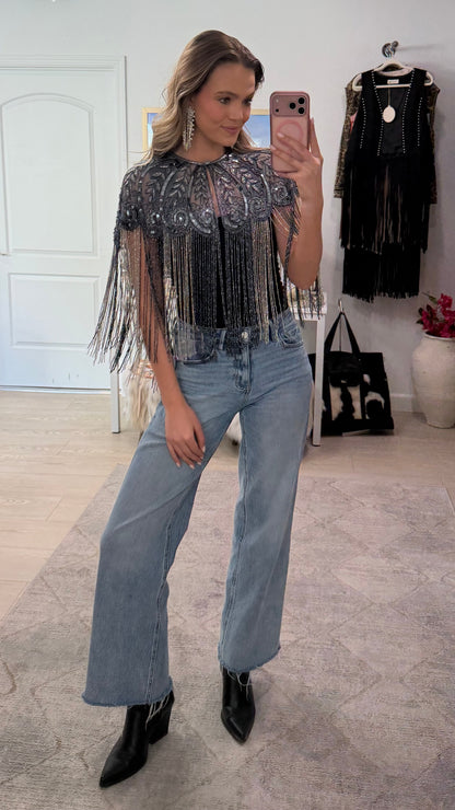 NEW!! VIP Beaded Cape in Navy