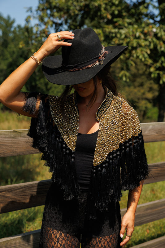 Two Tone Fringe Tassel Cape