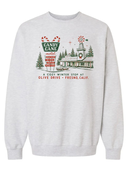 "Candy Cane Motel" Rhinestone Sweatshirt