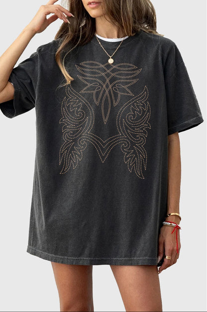 Boot Stitch Tee in Washed Black