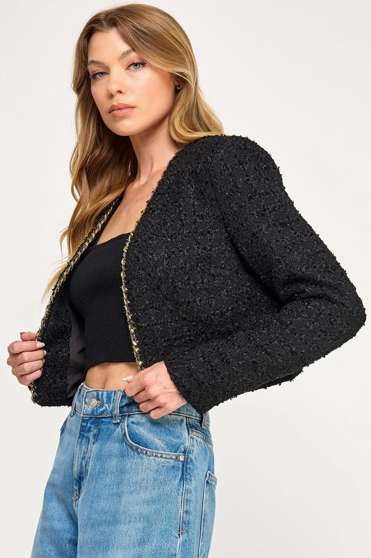 The "Harlow" Chain Tweed Cropped Jacket